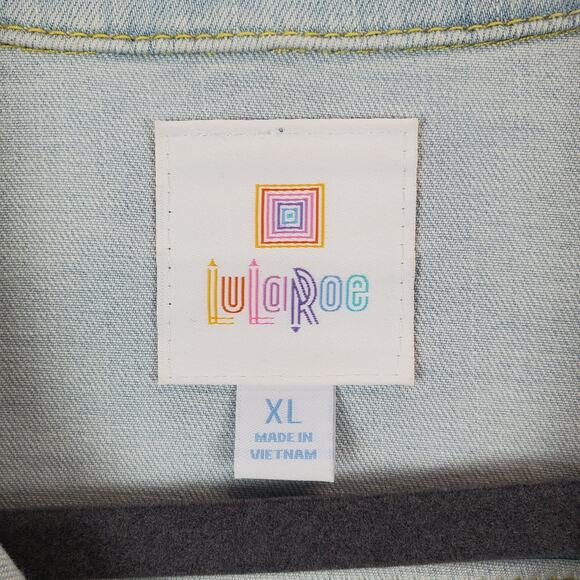 Cottagecore Southwestern Cowgirl Baby Blue Denim Jacket Yellow Embroidered XL - Picture 7 of 13